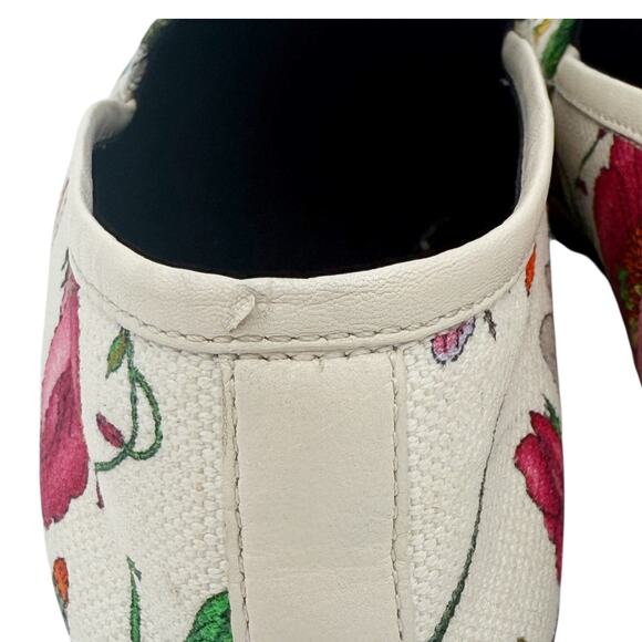 Gucci Jordaan Horsebit Buckle Loafer Cream Multicolor Floral Canvas EU 37 US 7 - Picture 7 of 16